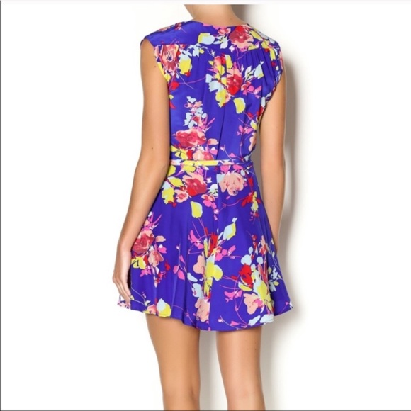 Yumi Kim Soho Mixer floral Dodger blue wrap dress - Picture 2 of 8